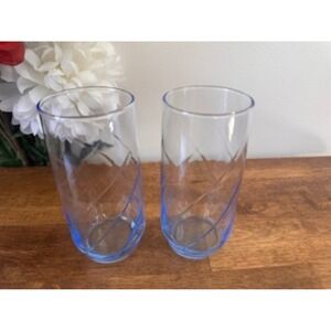 Vintage‎ Libbey Blue Swirl Drinking Glasses – Mid Century Modern 12oz Tumblers